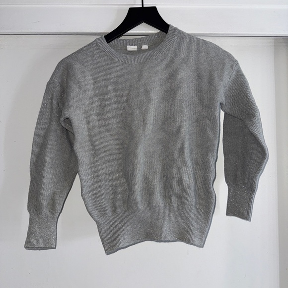 2/$15 GAP Kids Heather Gray Crew Neck Sweater with Sparkle - Picture 1 of 5